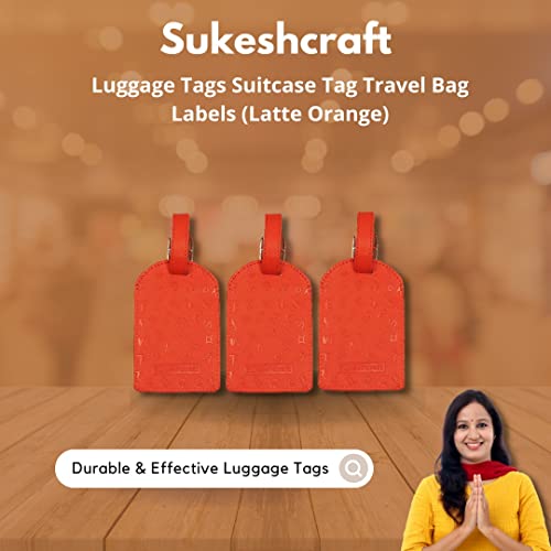 Sukeshcraft Luggage Tags Suitcase Tag Travel Bag Labels 3 Pcs Combo(Latte Orange) - Image 5