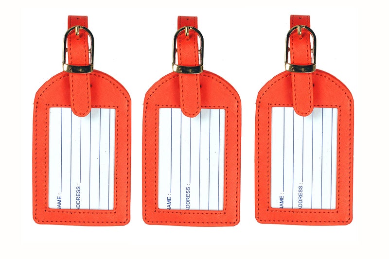 Sukeshcraft Luggage Tags Suitcase Tag Travel Bag Labels 3 Pcs Combo(Latte Orange) - Image 1