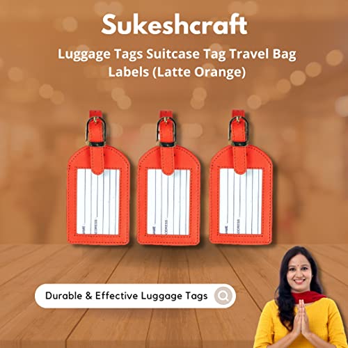 Sukeshcraft Luggage Tags Suitcase Tag Travel Bag Labels 3 Pcs Combo(Latte Orange) - Image 4