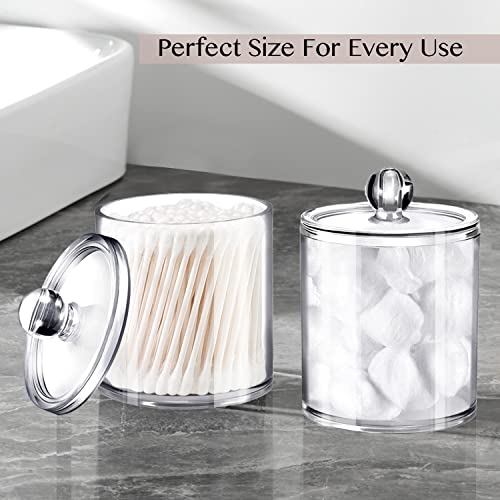SheeChung Qtip Dispenser Holder Bathroom Vanity Organizer Apothecary Jars Canister Set for Cotton Ball,Cotton Swab,Q-Tips,Cotton Rounds,Bath Salts,Premium Quality Plastic Acrylic Clear - Image 4