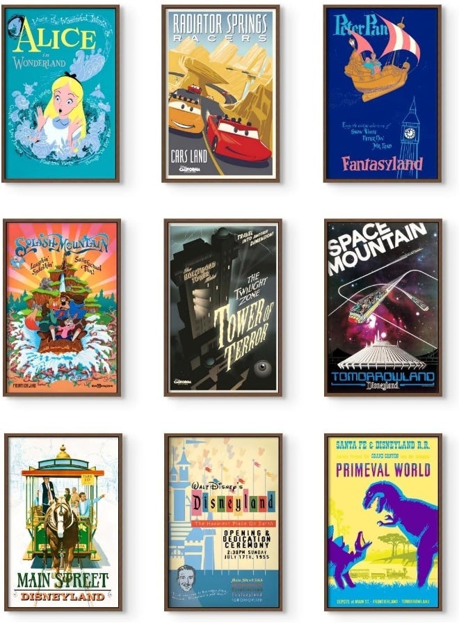 Home Trove Disney Parks Art Posters, Disneyland Rides Art, Disney Wall Art, Disney Home Decor, Vintage Disney Posters, Disney Room Decor, Disney Wall Decor, Disney Decor - Unframed Reproduction 9 Pack (11X17")  - Image 1