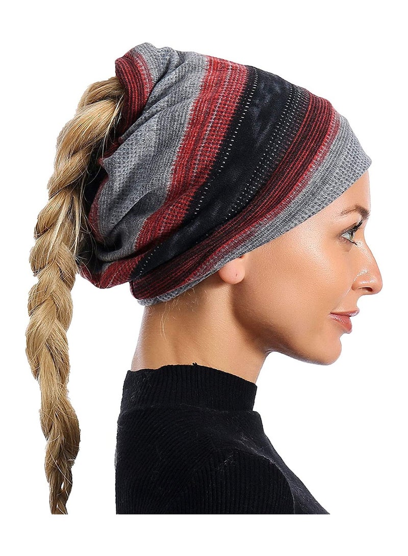 Zikra 3 Pieces Slouchy Beanie for Men & Women, Beanie Cotton, Oversize Long Skull Cap Large Knit Hat, Slouchy Beanie Running Hat,  Lightweight Hip Hop Dwarf Hat Beanie Hat for All Seasons - Image 2