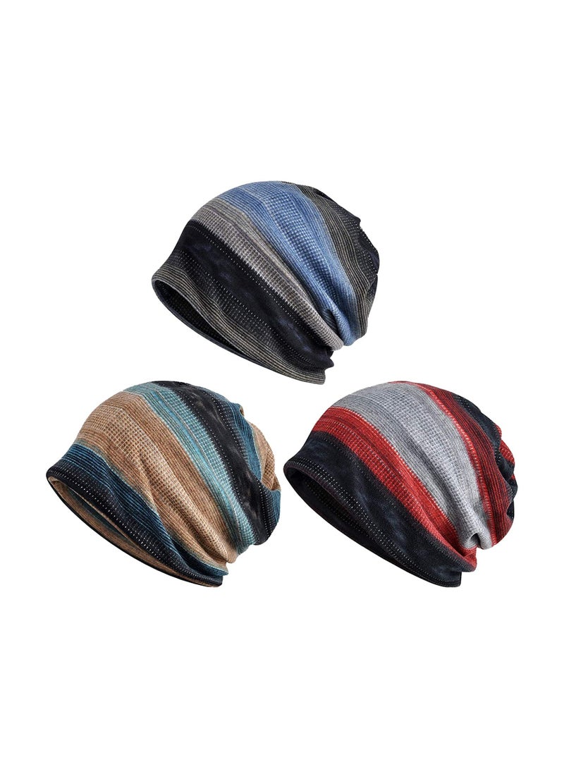 Zikra 3 Pieces Slouchy Beanie for Men & Women, Beanie Cotton, Oversize Long Skull Cap Large Knit Hat, Slouchy Beanie Running Hat,  Lightweight Hip Hop Dwarf Hat Beanie Hat for All Seasons - Image 1