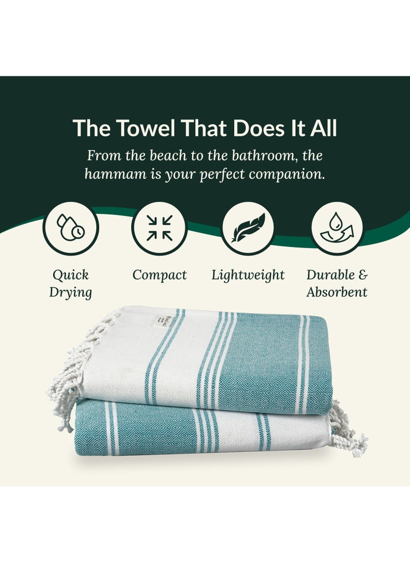 Cloud Scape Linen Turkish Beach Towel Set of 2, 39x71 inches Oversized Lightweight 100% Cotton Hammam Towel,BALTIC  - Image 3