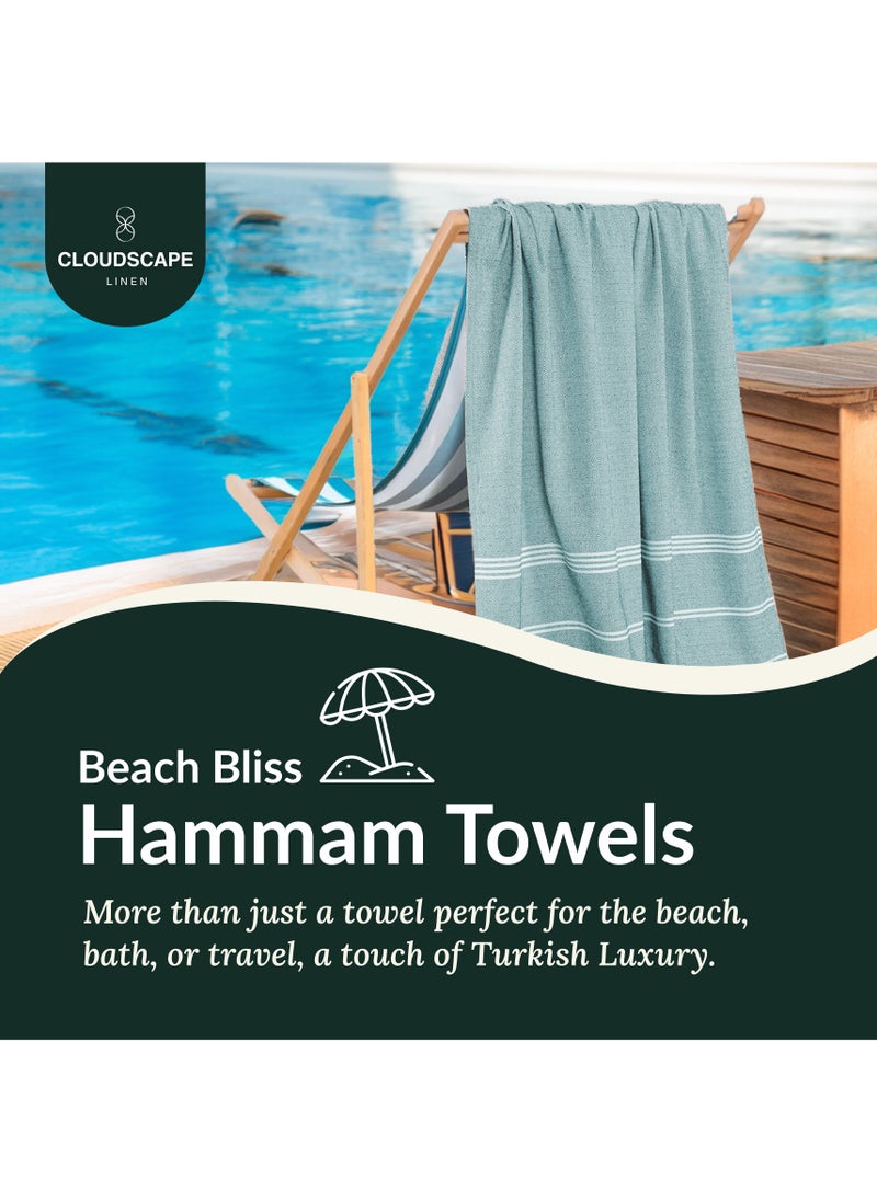 Cloud Scape Linen Turkish Beach Towel Set of 2, 39x71 inches Oversized Lightweight 100% Cotton Hammam Towel,BALTIC  - Image 2