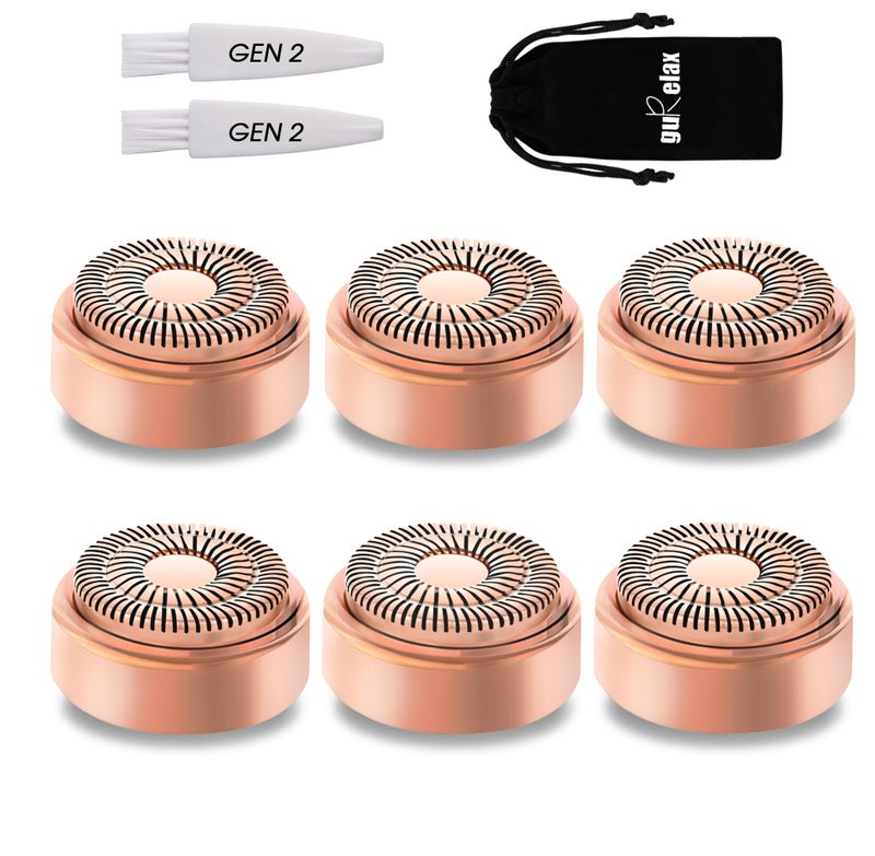 gurelax Replacement Heads for Flawless Facial Hair Remover, Replacement Blades for Finishing Touch Flawless Hair Removal Gen 2, 6 Count 18k Gold Heads with Storage Bag - Image 1