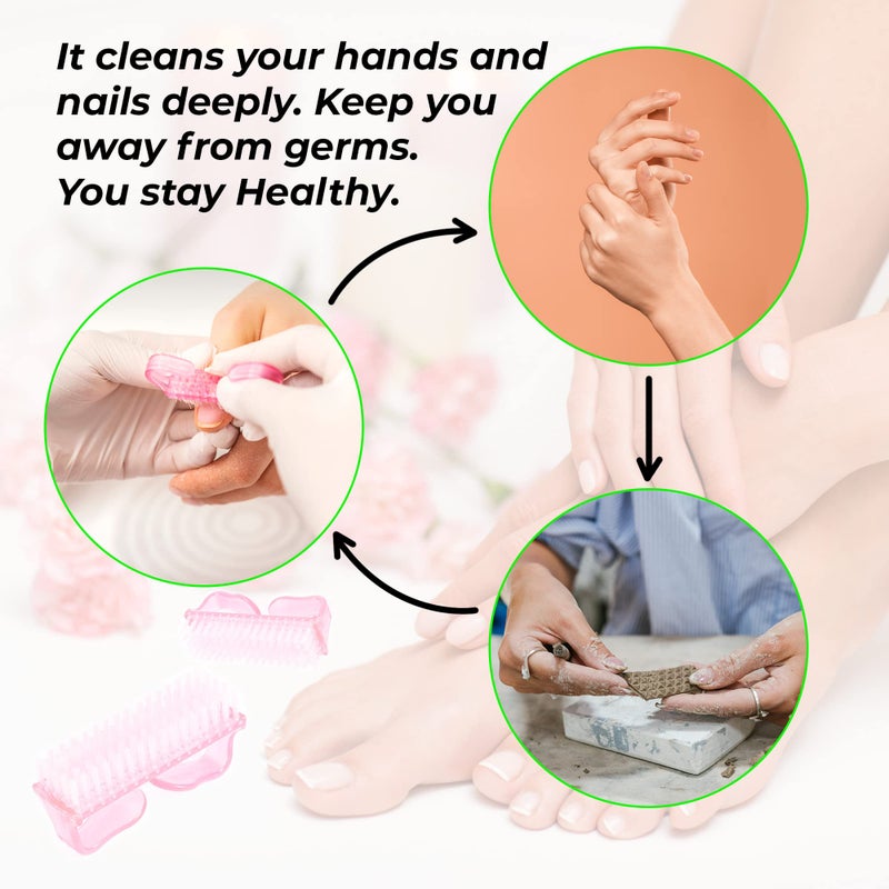 4 Pcs Nail Brush for daily Use - 4 Different Kinds of Fingernail brush with Plastic Handle Nail brush for cleaning Fingernails - Easy to use Nail Scrub brush - Nail Cleaner Nail brushes for Hands Feet - Image 3