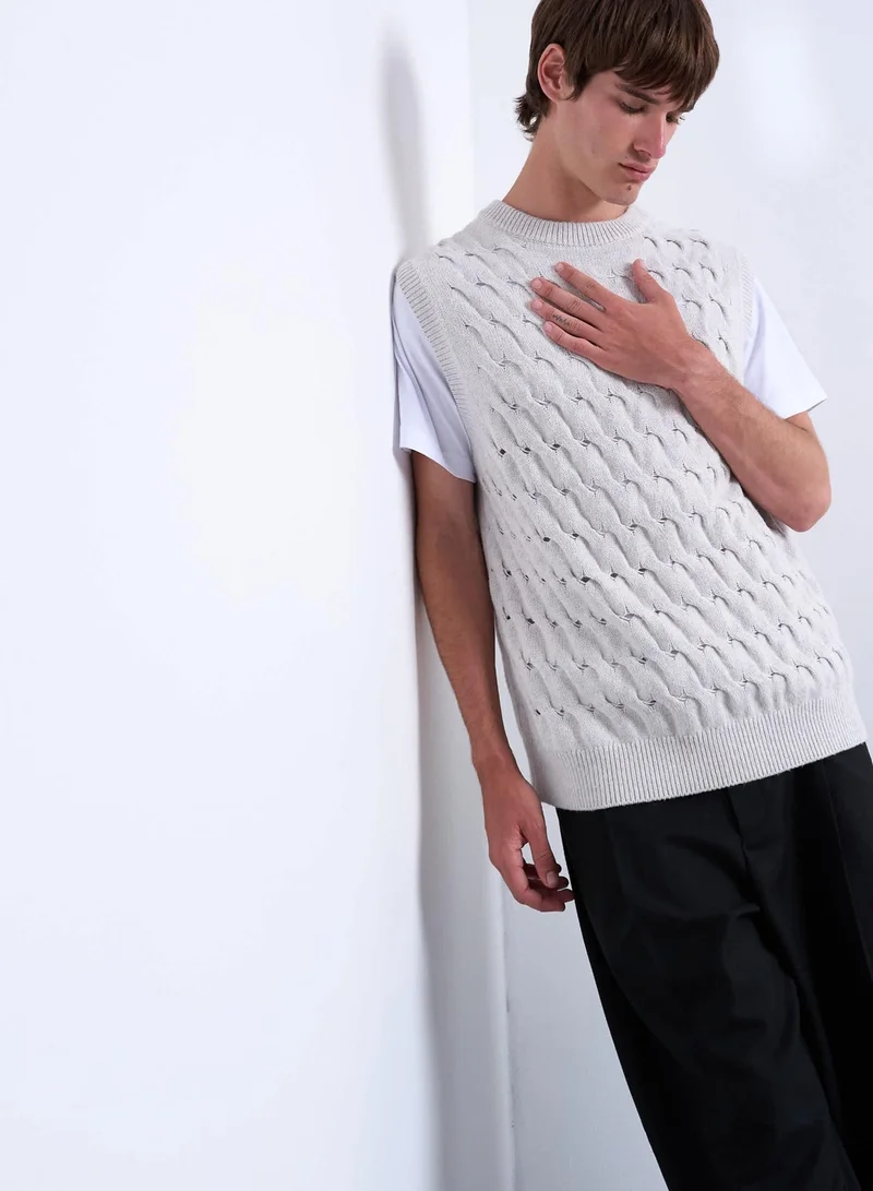 TOPMAN knitted pleat detail tank