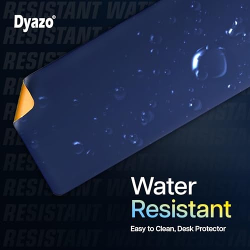Dyazo Vegan PU Leather Mouse Pad for Remote Work/Office/Gaming, Large Desk Mat, Dual-Sided Anti-Slip, Water-Resistant Design (800 x 300mm, Navy Blue & Yellow) - Image 2