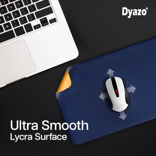 Dyazo Vegan PU Leather Mouse Pad for Remote Work/Office/Gaming, Large Desk Mat, Dual-Sided Anti-Slip, Water-Resistant Design (800 x 300mm, Navy Blue & Yellow) - Image 5