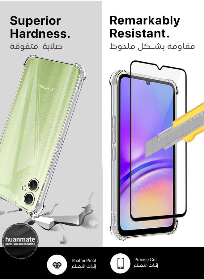 هووانميت - حزمة حماية 2 في 1 لهاتف سامسونج جالكسي ايه 05 - حافظة فائقة الوضوح مضادة للصدمات وواقي شاشة من الحافة إلى الحافة، حماية 360 درجة، غطاء خلفي وواقي شاشة لهاتف سامسونج جالكسي ايه 05 - Image 1