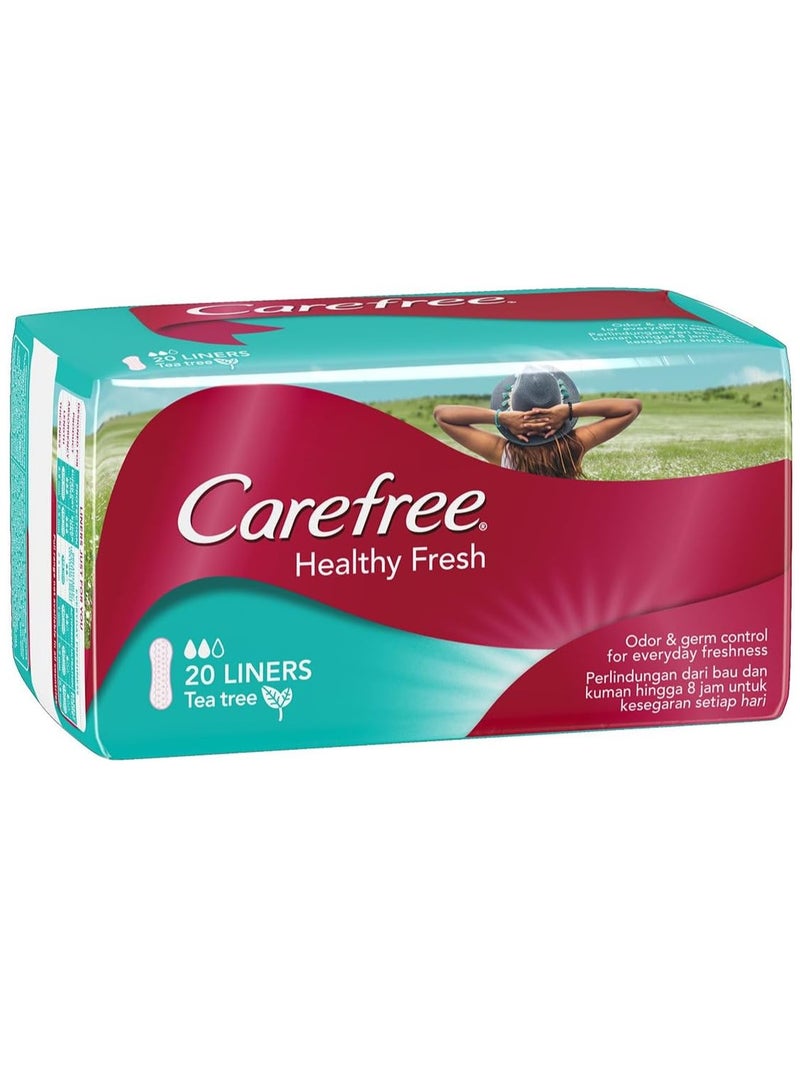 Carefree Tea Tree Panty Liners Up to 8-hour Odor and Germ Control, Cottony Soft Cover, Breathable Backing - 20 Liners - Image 1