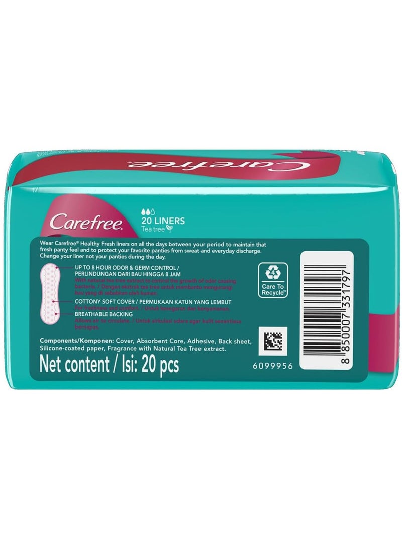 Carefree Tea Tree Panty Liners Up to 8-hour Odor and Germ Control, Cottony Soft Cover, Breathable Backing - 20 Liners - Image 3