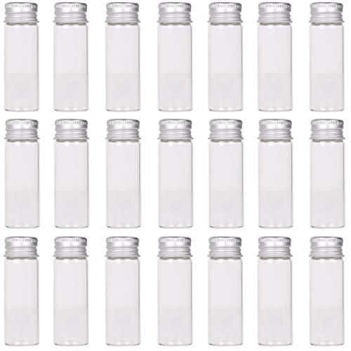 MaxMau 24 Tiny Jars with Aluminum Screw Lids 15ml Small Glass Bottles Clear Mini Vials Metal Caps Top Sample Message Bottle Jewelry Beads Herbs Storing Wedding Favors DIY Decorations