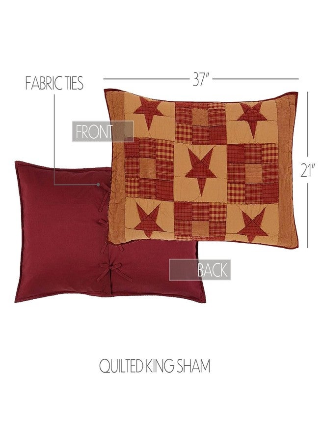 في أتش سي براندز غطاء وسادة مستطيل الشكل مبطن يدويًا بنمط نجمة ناينباتش من ماركة VHC Brands، مقاس كينج، أحمر، 21 × 37 - Image 2