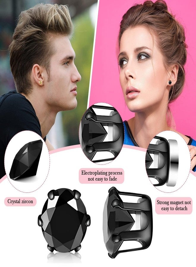 piercing 2Pair Magnet Earring for Man, Studs for Men, Earrings for Men, Earrings - 5 mm Crystal Clip-On Ear Studs, Round Magnet Earring for Man - Image 2