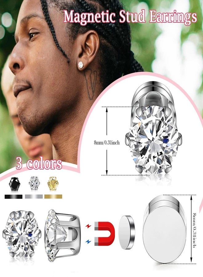 piercing 2Pair Magnet Earring for Man, Studs for Men, Earrings for Men, Earrings - 5 mm Crystal Clip-On Ear Studs, Round Magnet Earring for Man - Image 5
