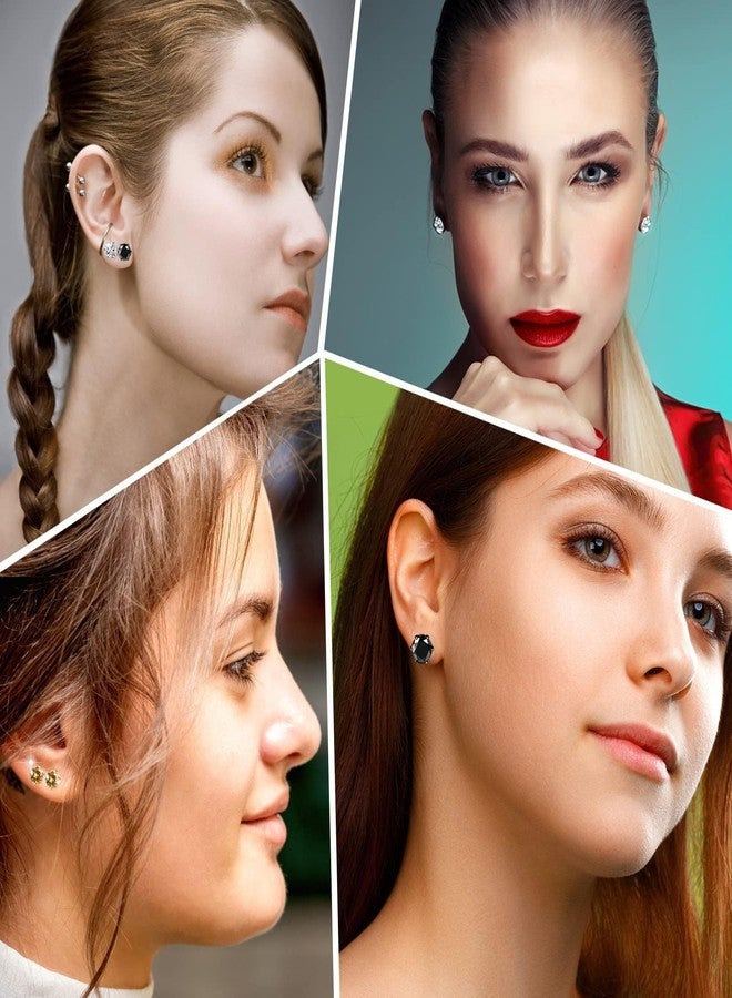 piercing 2Pair Magnet Earring for Man, Studs for Men, Earrings for Men, Earrings - 5 mm Crystal Clip-On Ear Studs, Round Magnet Earring for Man - Image 3