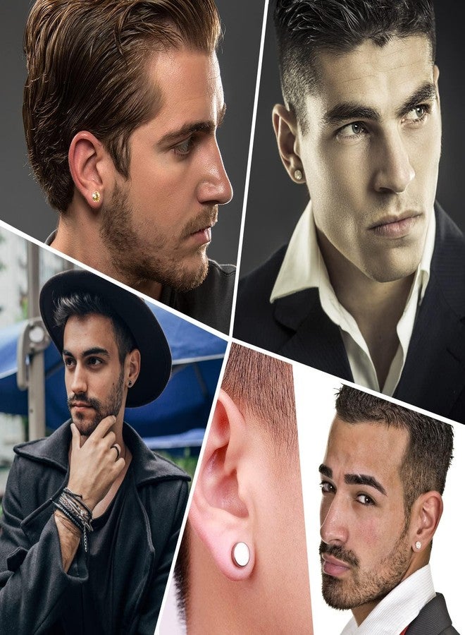 piercing 2Pair Magnet Earring for Man, Studs for Men, Earrings for Men, Earrings - 5 mm Crystal Clip-On Ear Studs, Round Magnet Earring for Man - Image 4