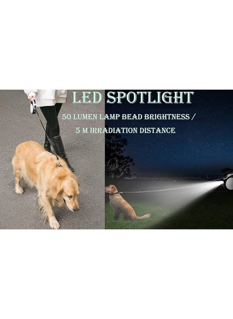 KEWAYO KEWAYO Retractable Dog Leash with LED Light  16FT Heavy Duty Pet Lead for Dogs Up to 50lbs  USB Rechargeable Flashlight for Night Walks  Safety  - Image 3