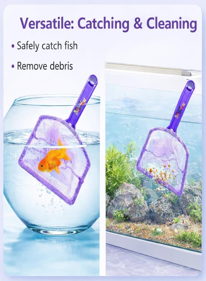VAYINATO® 2 Pcs Purple Aquarium Fish Net Combo (4 & 6 Inch) | Nylon Mesh Fish Catcher with ABS Handle | Floating Aquarium Net for Fish, Shrimp & Tank Cleaning - Image 5