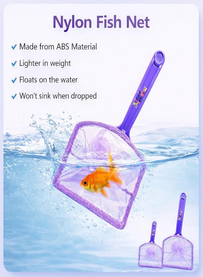 VAYINATO® 2 Pcs Purple Aquarium Fish Net Combo (4 & 6 Inch) | Nylon Mesh Fish Catcher with ABS Handle | Floating Aquarium Net for Fish, Shrimp & Tank Cleaning - Image 4
