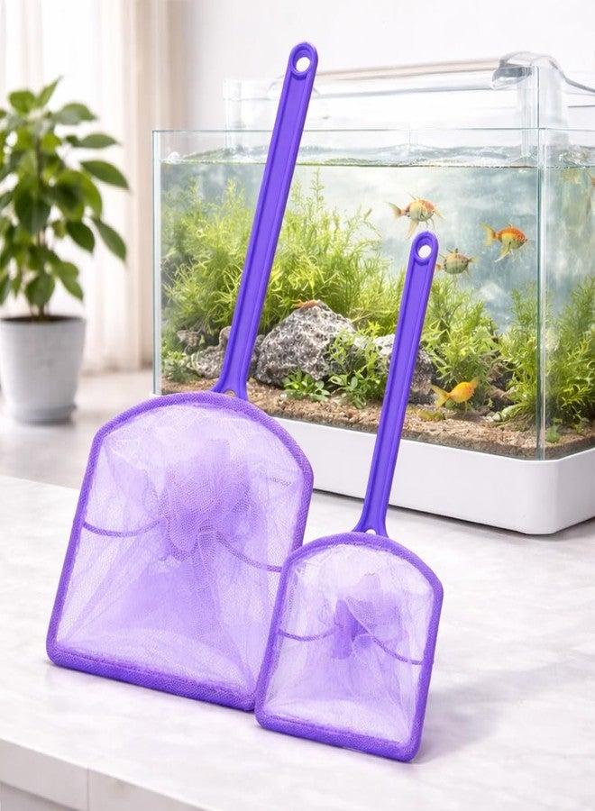 VAYINATO® 2 Pcs Purple Aquarium Fish Net Combo (4 & 6 Inch) | Nylon Mesh Fish Catcher with ABS Handle | Floating Aquarium Net for Fish, Shrimp & Tank Cleaning - Image 1