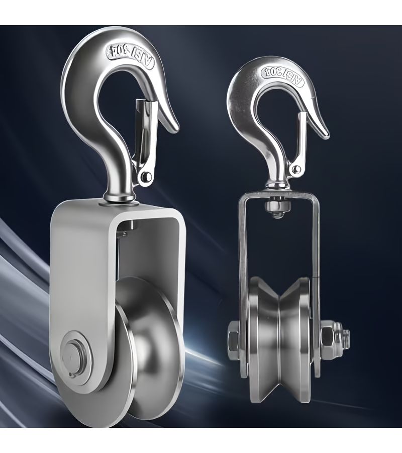Heavy Duty 304 Stainless Steel 34 Hook And Ring Pulley With U V Groove 360 Degree Rotating Silent Block Bearing System Power Transmission For Gym Equipment And Material Handling Compatible With Chains Or Ropes Low Maintenance - Image 5