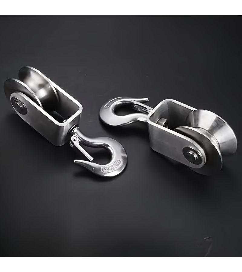 Heavy Duty 304 Stainless Steel 34 Hook And Ring Pulley With U V Groove 360 Degree Rotating Silent Block Bearing System Power Transmission For Gym Equipment And Material Handling Compatible With Chains Or Ropes Low Maintenance - Image 4