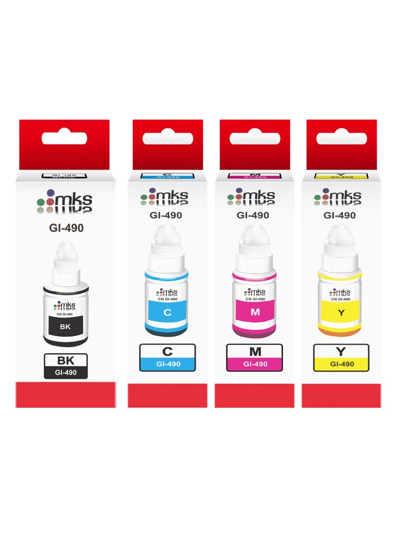 MKS Ink GI-490 Black (135ml) / Cyan / Yellow / Magenta (100ml) for Canon PIXMA  - Image 1