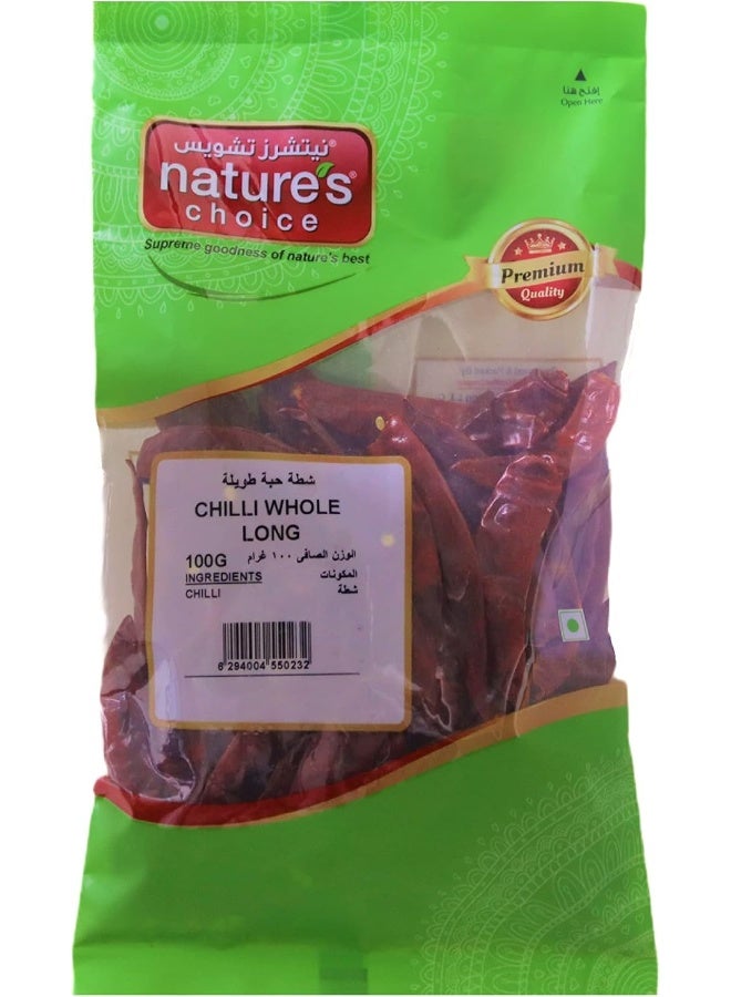 Natures Choice Chilli Whole 100G Long Green & Red