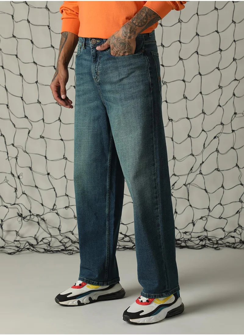 Hubberholme Men's Indigo 100% Cotton Distressed Jeans