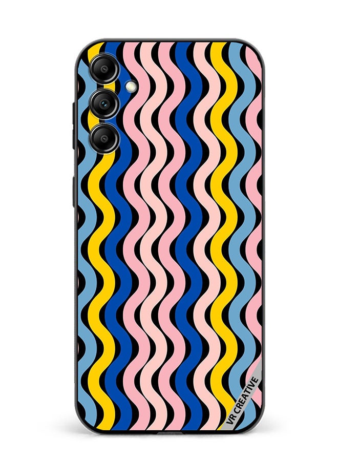 VR CREATIVE Protective Case Cover For Samsung Galaxy M14 Retro Vintage Waves Groove Design Multicolour - Image 1