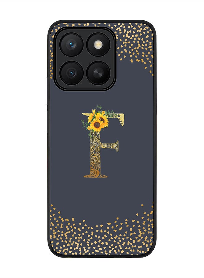 Stylizedd For Honor X8c Case,Slim fit Camera Protection, Shockproof Thin Phone cover  - Custom Floral Monogram - F  (Grey )