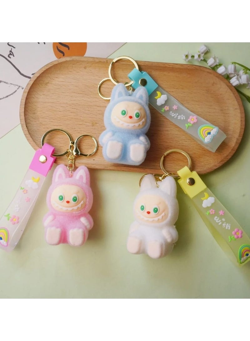 LABUBU Keychain For Women And Girls, Cute Labubu Doll Wristlet Accessories For Backpack Handbag Car Keys - Image 3