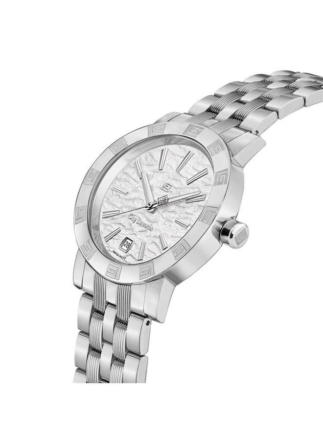 Guy Laroche Alex 40mm Men's Swiss Quartz Watch with White Textured Dial & Stainless Steel Bracelet  - Image 2