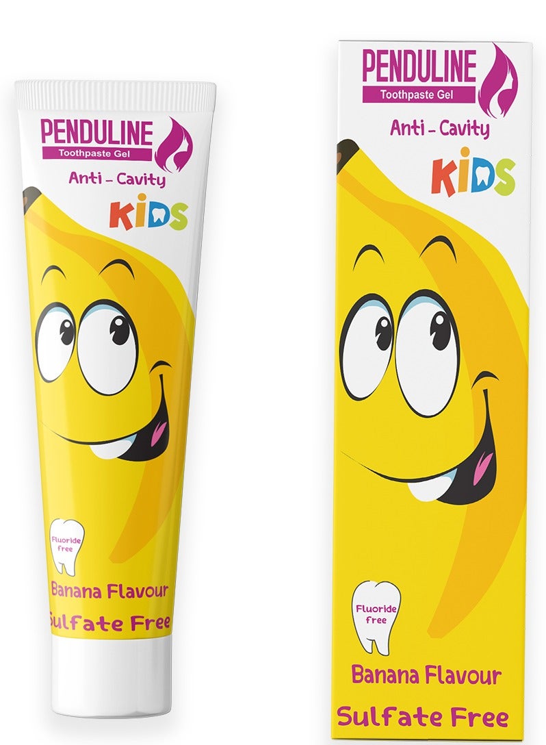 Penduline kids toothpaste gel 75 ml | Safe from 2 years old | banana | Free fluoride | Free sulfites - Image 1