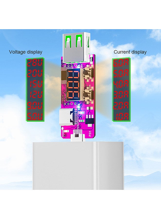PD3.1 28V Quick ReCharge Trigger Automatic Digital Display Voltage Meter Ammeter Voltage Current Detector Board  - Image 5