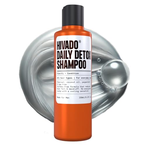 Hivado Daily Detox Shampoo for Men - Anti-Dandruff, Itchy & Flaky Scalp Relief - Fights Build-Up, Dirt, Oil, Hard Water - Tea Tree, Charcoal, Peppermint & Coconut Oil - Sulfate-Free, 250ml - Image 1