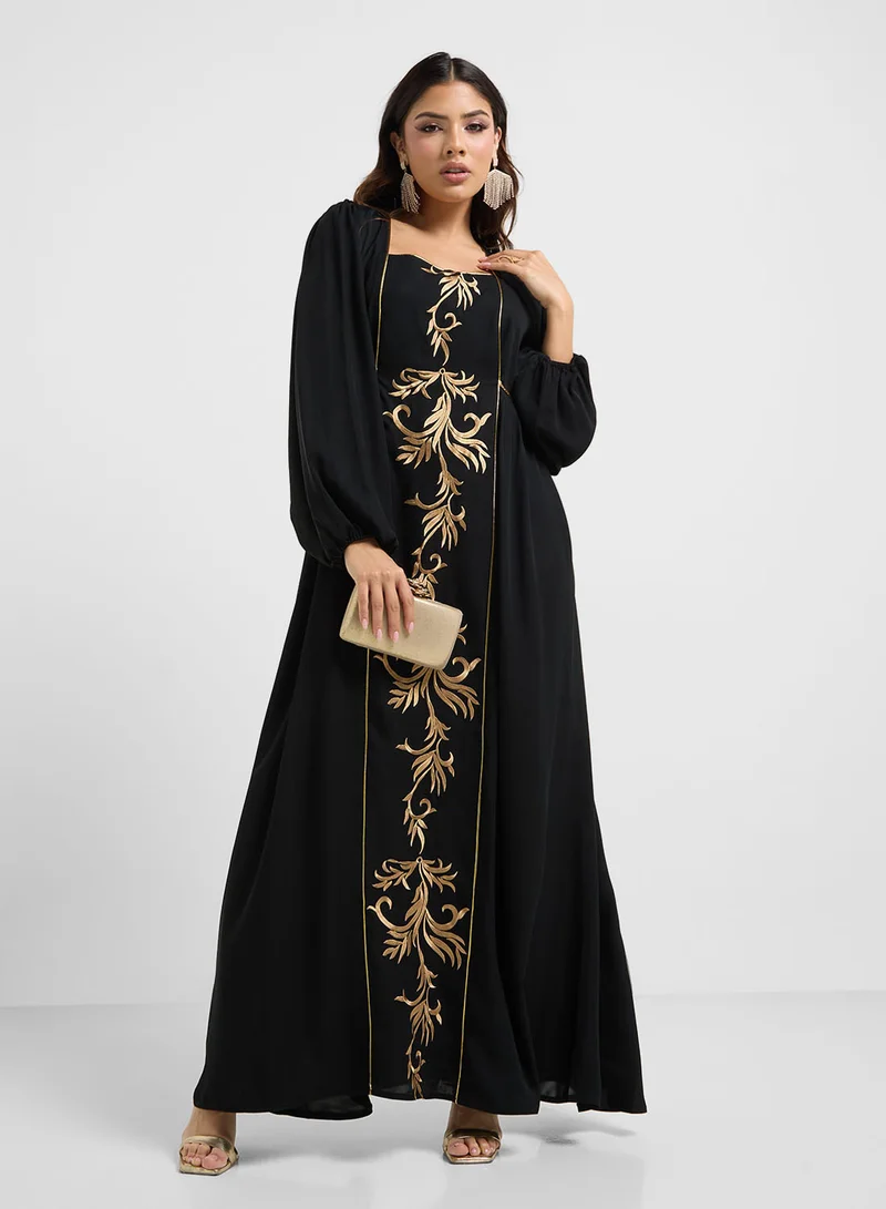 هيا كلوزيت Puff Sleeve Button Detailed Dress