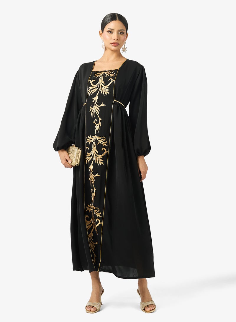 hayas closet Puff Sleeve Button Detailed Dress - Image 1