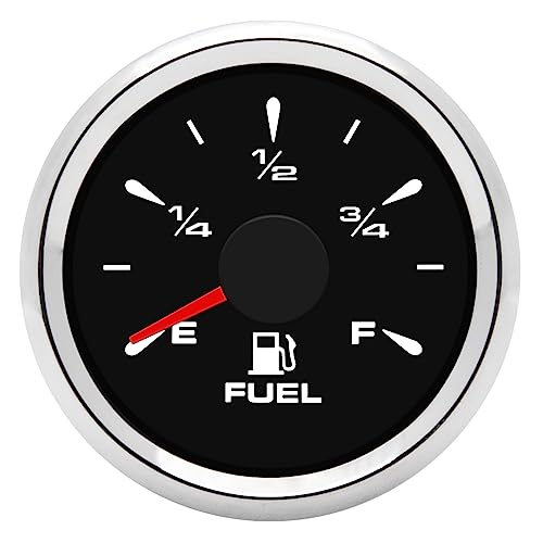 Geloo Marine Fuel Gauge 52mm Digital Boat Gauge Replacement 240-33ohm 0-190ohm Signal Adjustable with 8 Colors Backlight for Motorcycle Boat Car-Sliver - Image 1