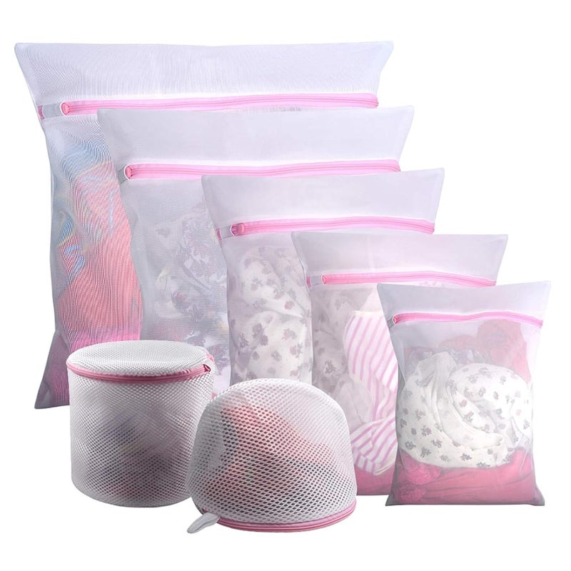 Shlok Enterprises 7Pcs Mesh Laundry Clothes WashingBags Set for Delicates with AUTOLock Zipper LingerieBags for Washing Delicates LaundryBags Mesh WashBags Travel Storage OrganizeBags  - Image 1