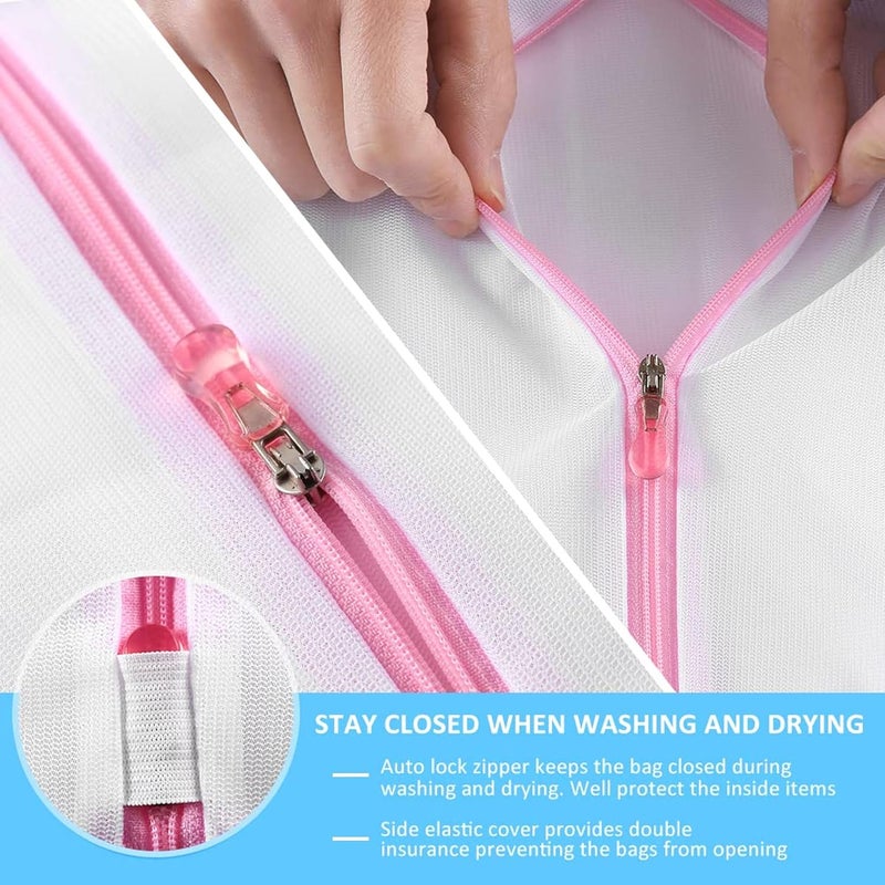 Shlok Enterprises 7Pcs Mesh Laundry Clothes WashingBags Set for Delicates with AUTOLock Zipper LingerieBags for Washing Delicates LaundryBags Mesh WashBags Travel Storage OrganizeBags  - Image 4