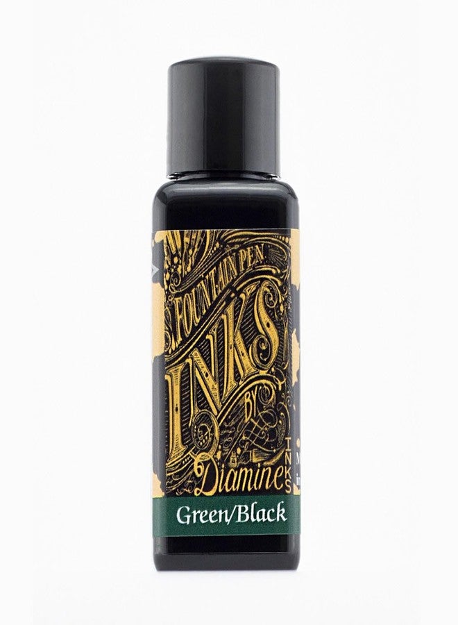 Diamine 30ml Green/Black fountain pen ink bottle - Image 1