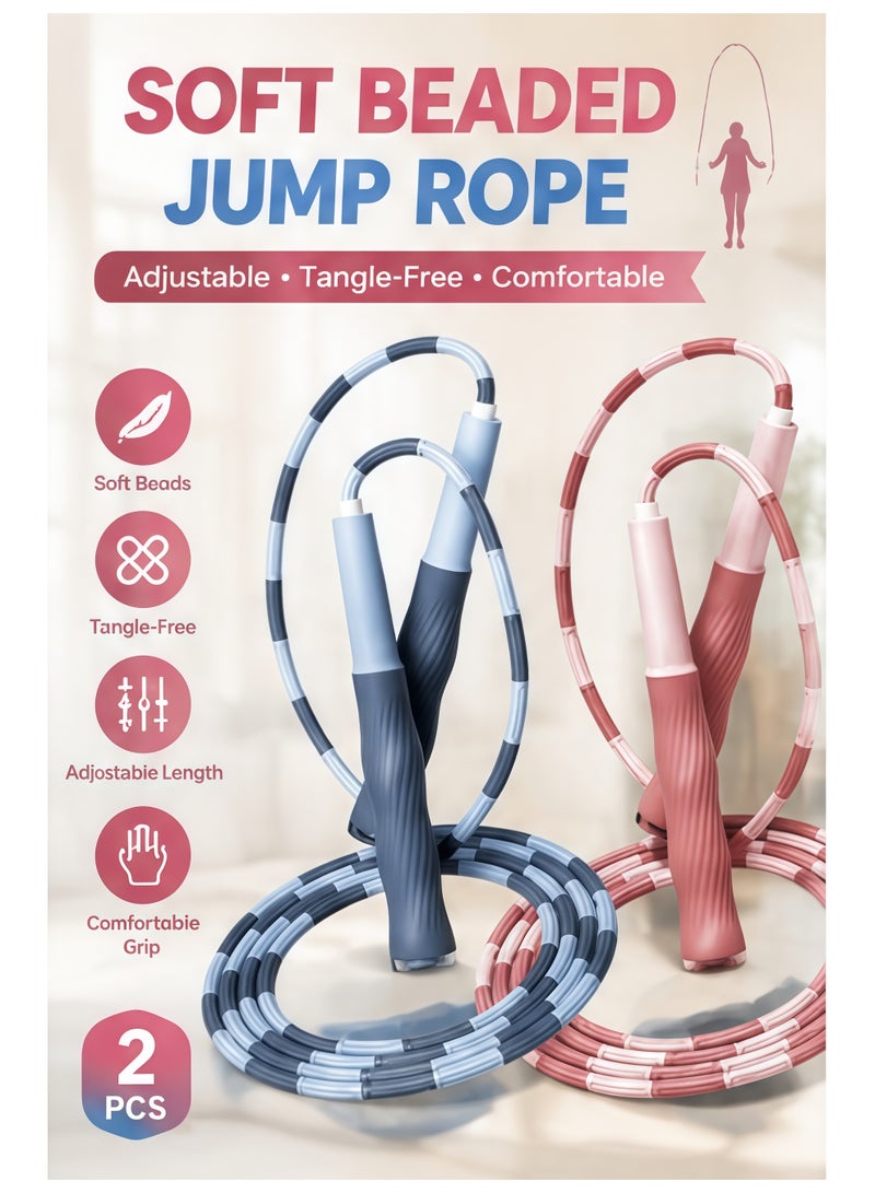 JOYHUB Segmented Beaded Jump Rope, Adjustable Length Tangle-Free Skipping Rope with Anti-Slip Handles, Fitness Training Rope for Men, Women, Kids & Students, 2 Pack - Image 5