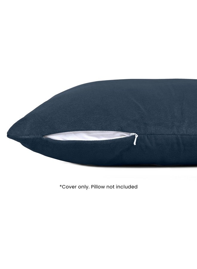 MY ARMOR Velvet Cushion Covers Set of 5-18 x 18 Inches, Soft & Luxurious Decorative Cushion Cases for Bedroom, Sofa, Chair & Living Room - Navy Blue - Image 2
