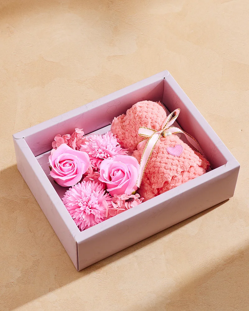 REDTAG Artificial Flower With Teddy Gift Box Set