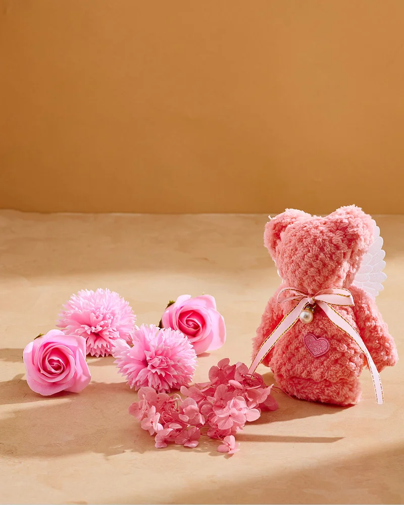 REDTAG Artificial Flower With Teddy Gift Box Set