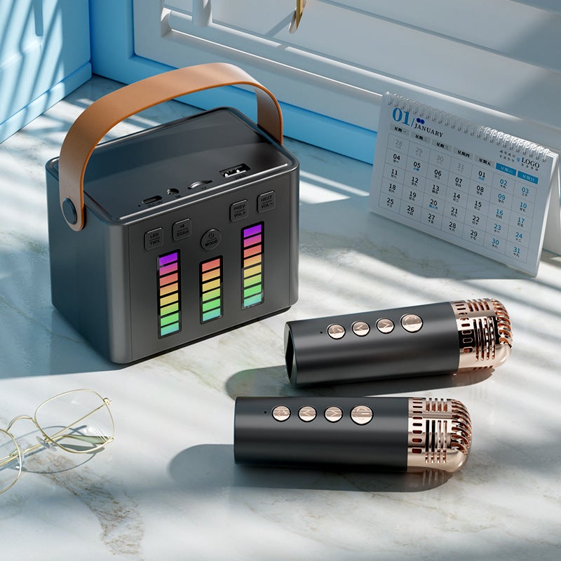 K30 Wireless Bluetooth Speaker Colorful Lights Karaoke Q2 audio-Black 